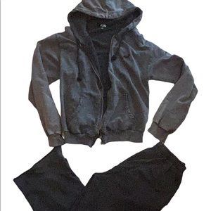 Sweatshirt zip up and sweat pants heavy weight warm set